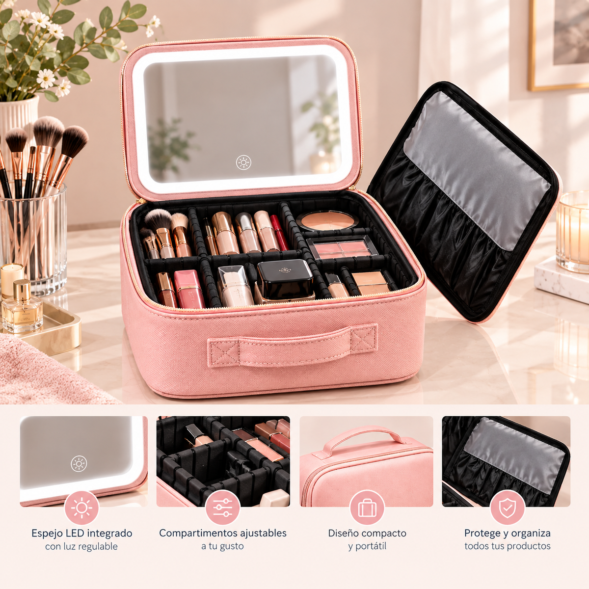 Organizador de Maquillaje con Espejo LED BeautyCasse™